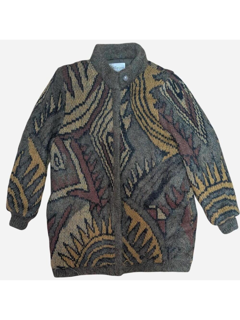 70s 80s Martinique By Dubrowsky & Perlbinder Art-To-Wear Tribal Mohair Zip Coat